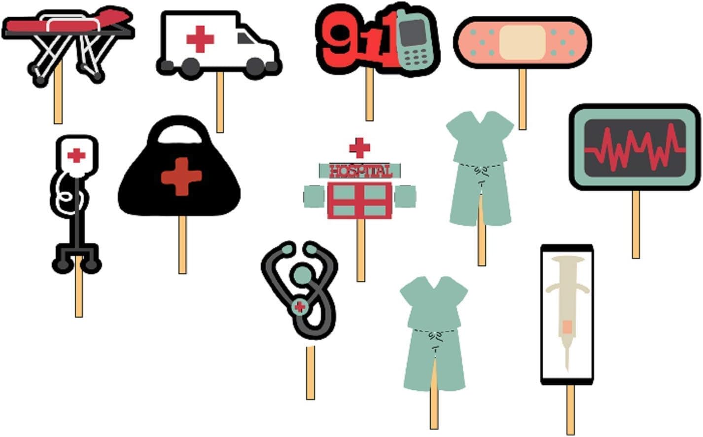 12 Medical Doctor Party Cupcake Toppers Food Picks