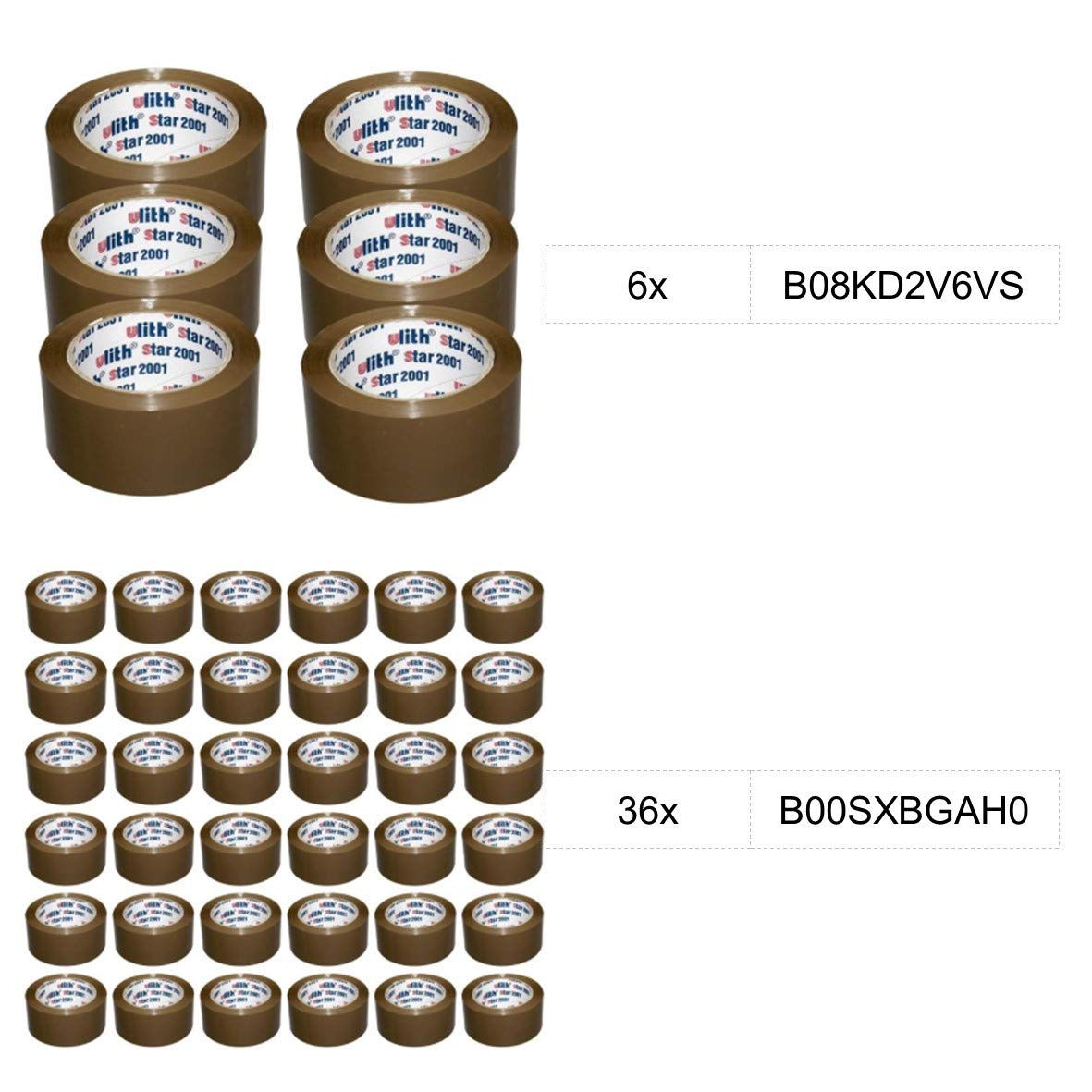 Kanirope Ulith Star 2001 Klebeband PP-Packband 50mm x 66m Braun 36 Rollen