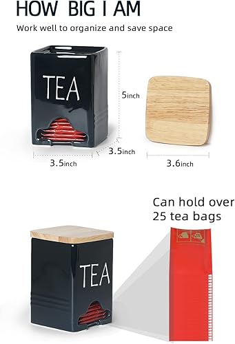 Miniatura 4 de Organizador de almacenamiento de bolsas de té de cerámica con tapa (azul marino)