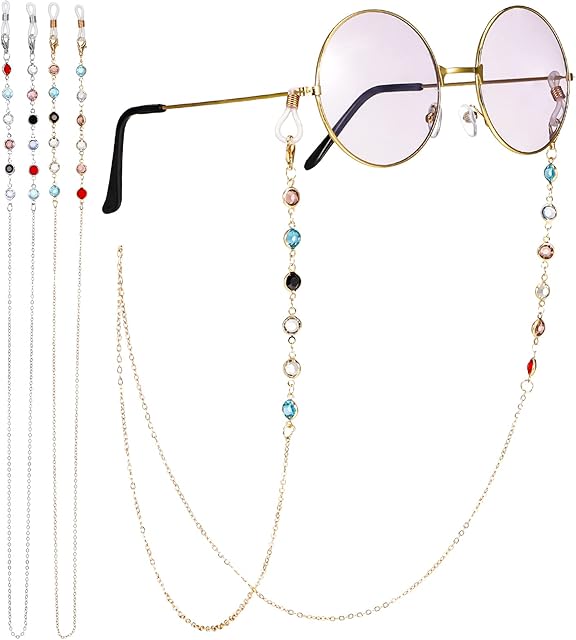 FANTESI 2 Pcs Eyeglasses Chain, Glasses Chain Bead Glasses Strap Spectacle Chain Glasses Cord Sunglasses Strap Lanyard Eyewear Strap for Women Sports