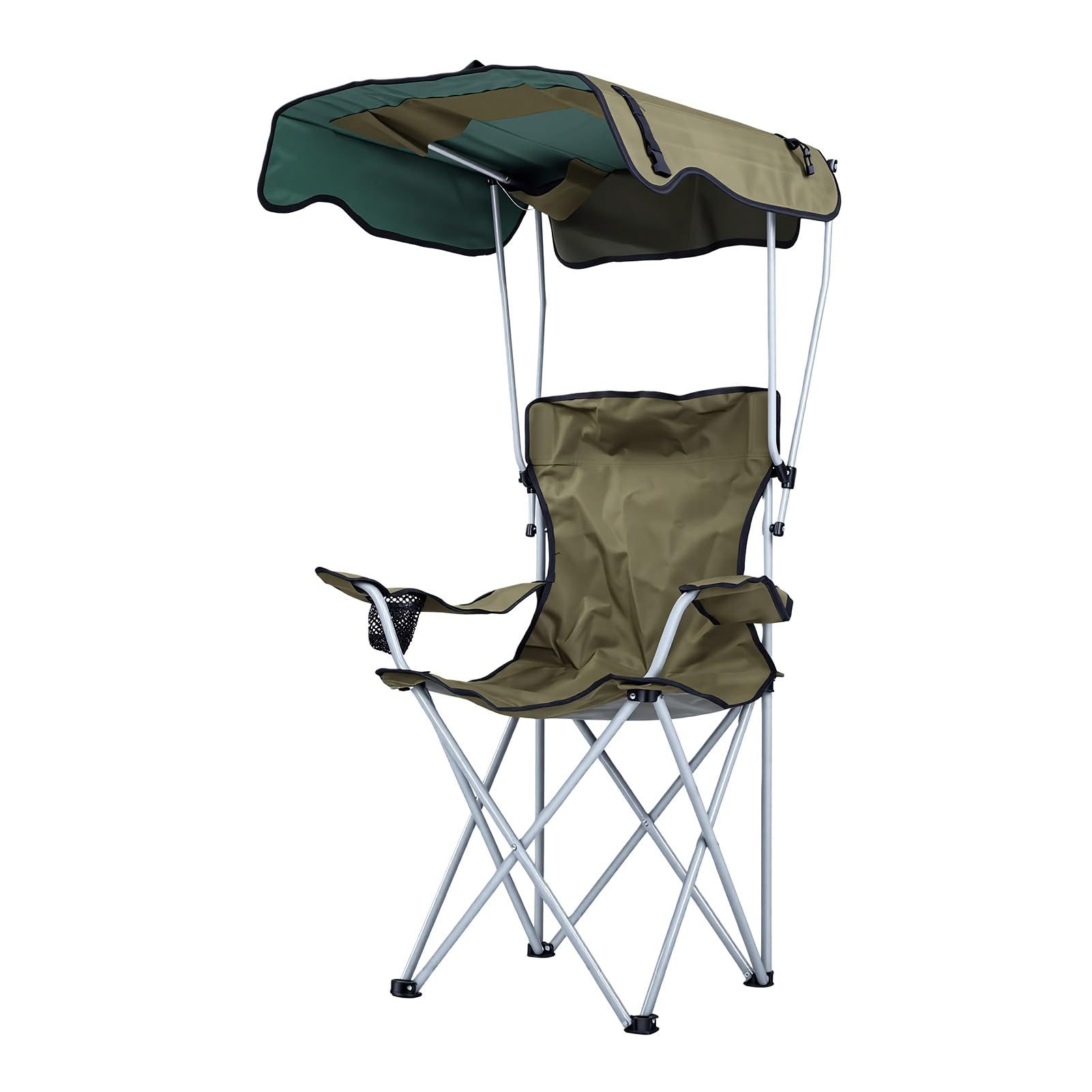 XUMIUZIY Sedia da Campeggio in Acciaio Ad Alto Tenore di Carbonio |Sedia Pieghevole Ergonomica in Tessuto Oxford Verde OD con Tettuccio per Viaggi Picnic Sulla Spiaggia