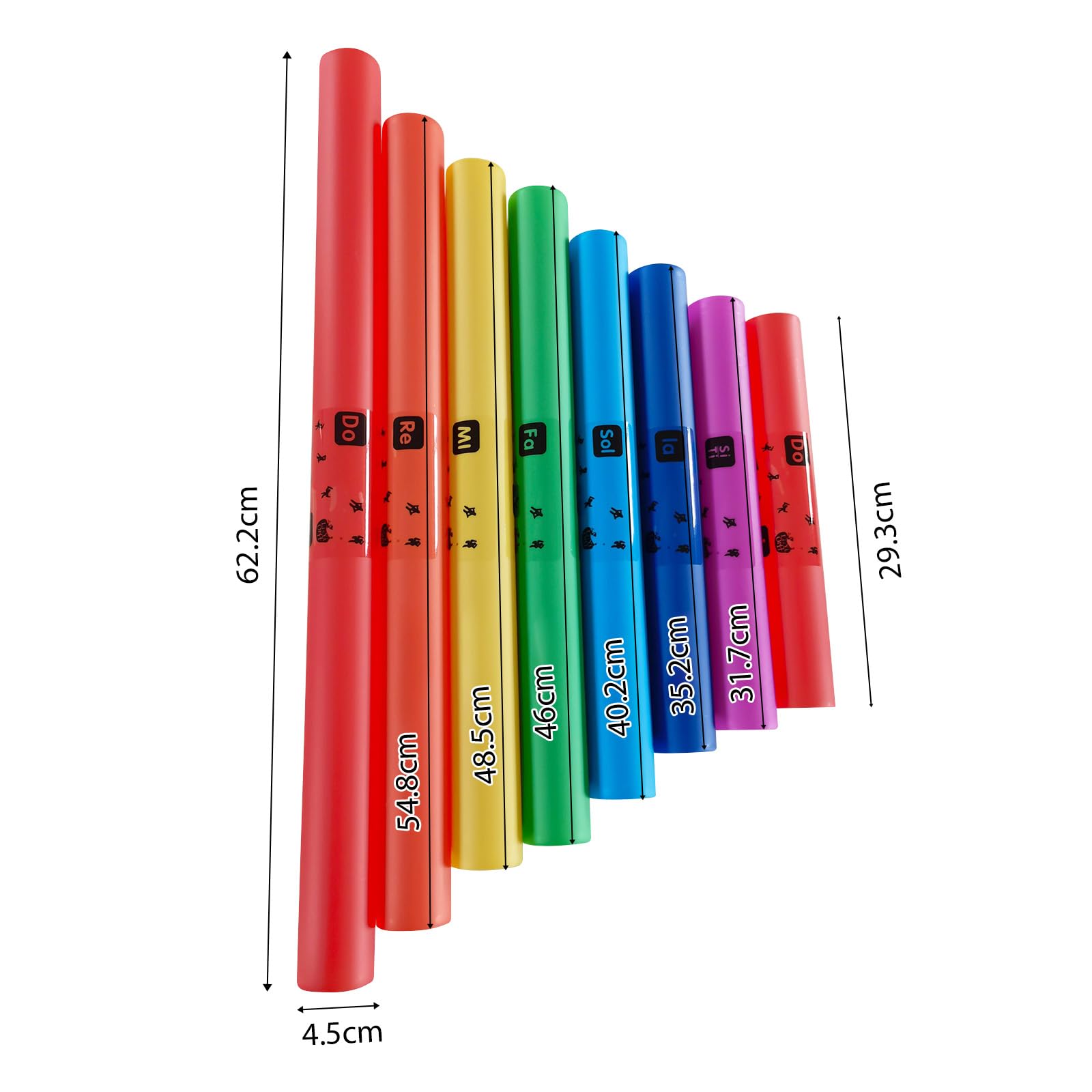 BUZHI 8Pcs Musical Sound Tube Colorful Set 8 Tones Sound Tube