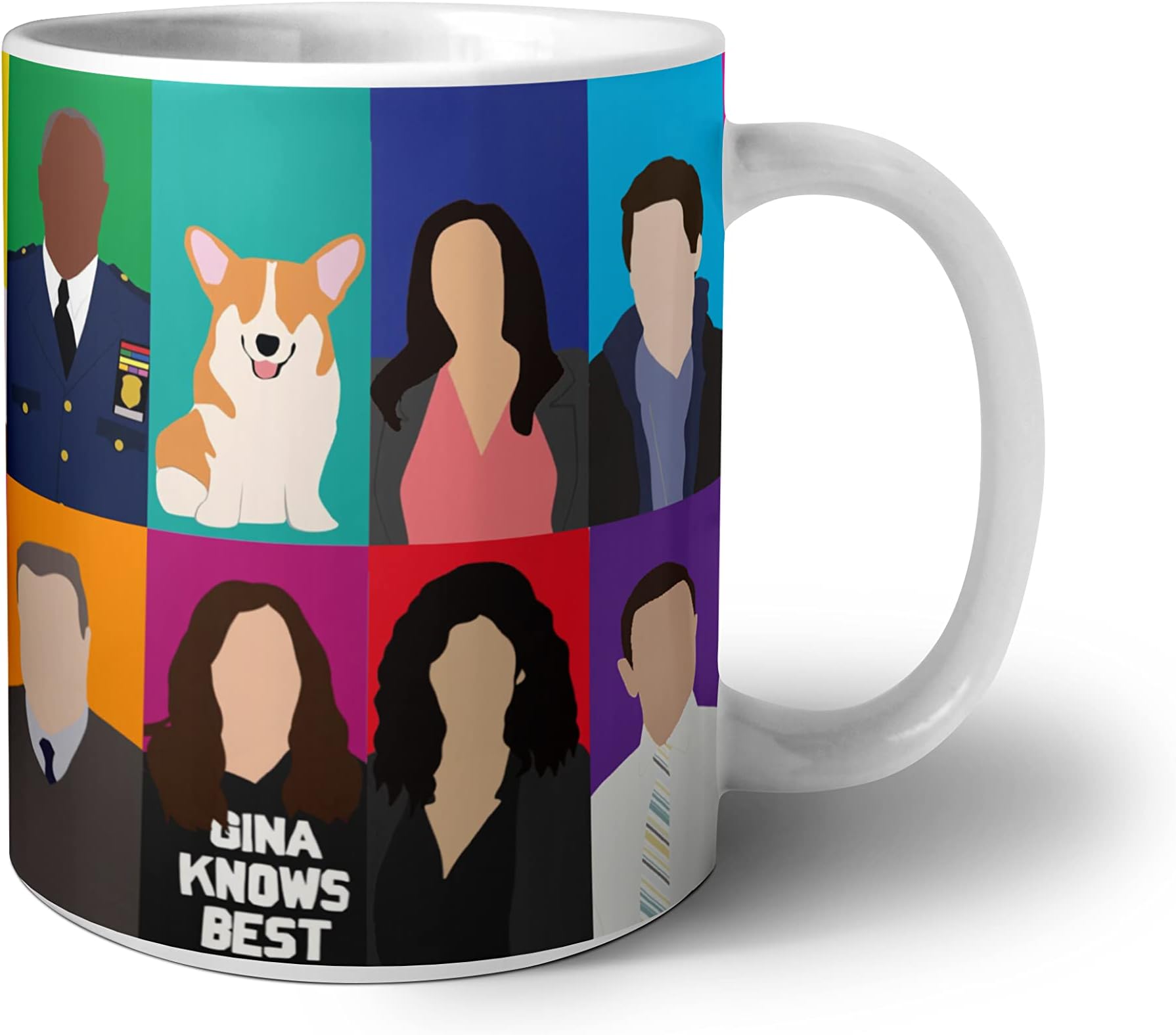 HIKER Brooklyn99 TV Series Jake, Amy, Holt, Terry, Charles, Rosa & Gina - Brooklyn 99 TV Series Funny Show Ceramic Printed Chai/Tea Cup, Coffee Mug or Milk Mug - White (11oz | 325ml)