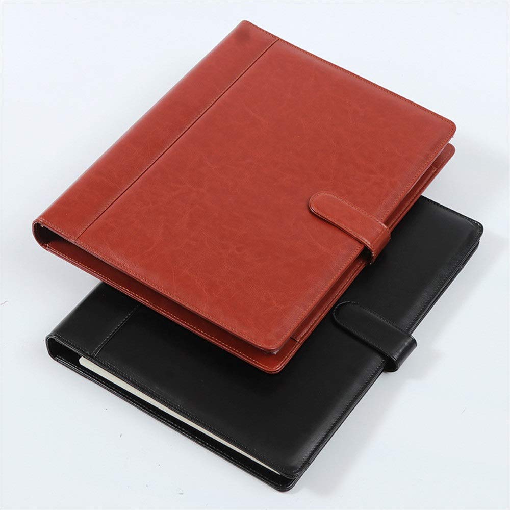 Cartella per appunti A4 Cartella per conferenze, Cartella in pelle A4 Curriculum aziendale Tasche for file manager for appunti for lavoro d'ufficio(Black)