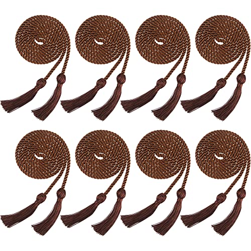 Image of Trounistro 8 Pieces Graduation Cords Yarn Honor Cords with Tassel for College Graduation Students (Brown)
