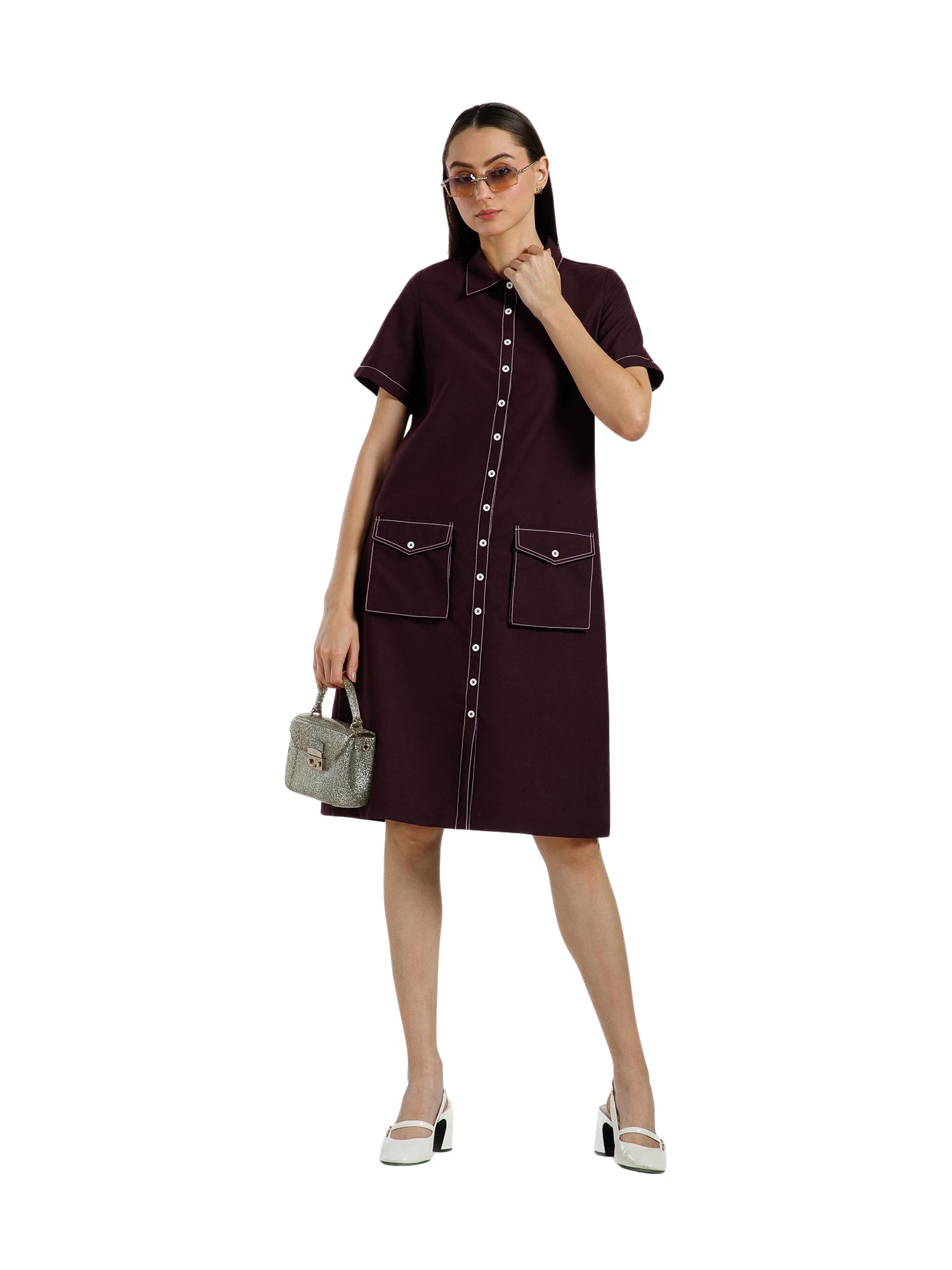 Women Prune Trench Coat with Top Stitch – Elegant Cotton Blend Trench Coat for Office Wear, Formal, Smart Casual & Workwear Styling-picture-22
