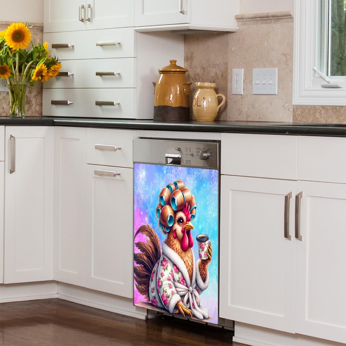 Galaxy Animal Rooster Dishwasher Magnet Cover Decorative Magnetic Dishwasher Cover Reuseable Dishwasher Panel Covers Front Dishwasher Door Covers for Kitchen Home Appliances Refrigerator 23 X 26 in