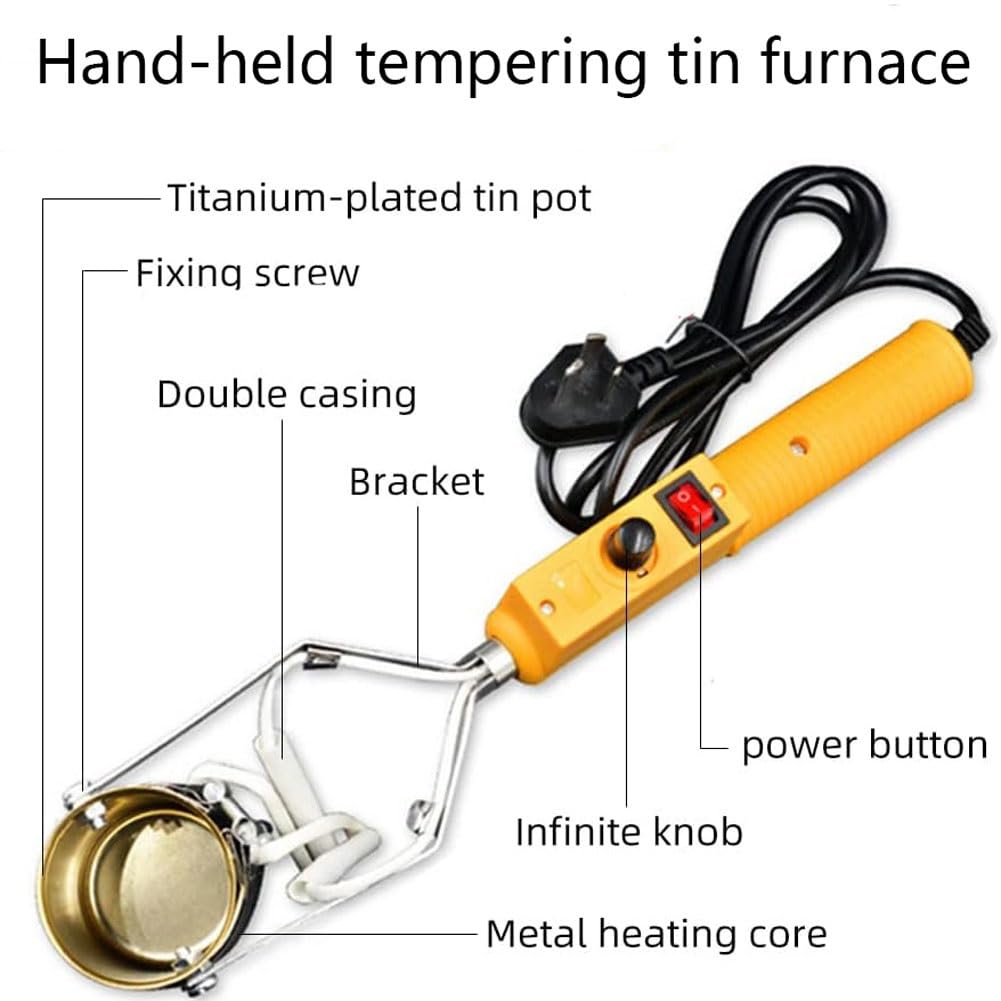 Mini-casserole à plomb, 300 W, portable, électrique, for soudure, étain, avec plage de température de 100 à 450 ℃, réchaud de rinçage domestique portable, for moules de poids de pêche et pendentifs(25