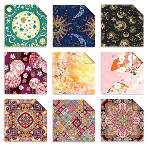 Origami 6x6 Paper Kit 150 Sheets 150 Vivid Colors Double Sided Same Printed Traditional Patterns Square for Arts Crafts Projects Japan Traditional Chiyo.Ethnic Style