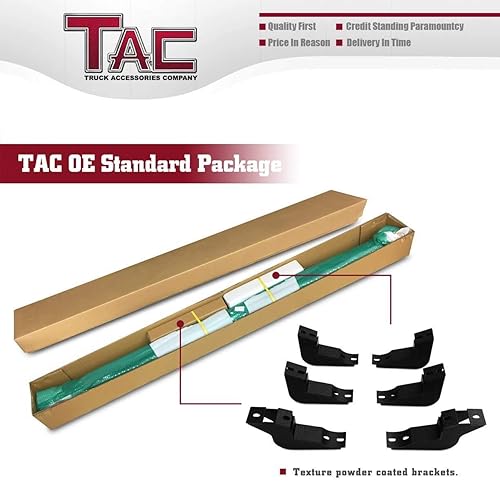 Miniatura 7 de TAC - Estribos laterales compatibles con Toyota Tacoma 2005-2023, camioneta de doble cabina de 4 pulgadas, textura ovalada de curvatura, barras