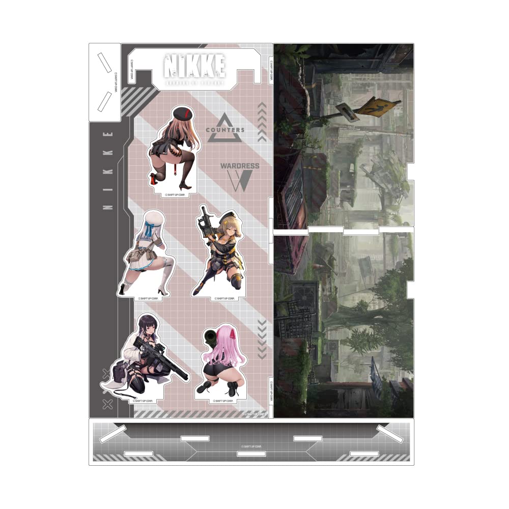 Nikke Diorama Acrylic Force 01, Approx. 9.3 x 12.0 inches (235 x 305 mm), Acrylic