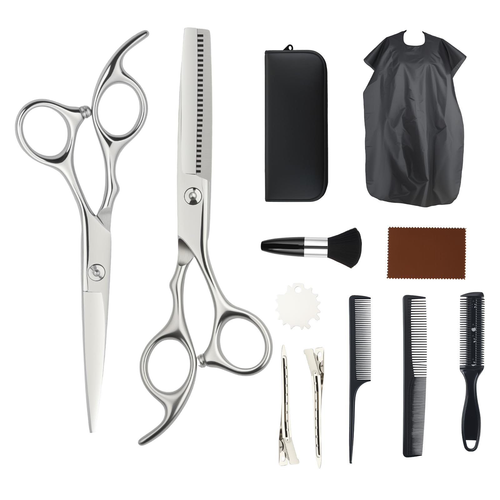 12-Piece Professional Hairdressing Scissors Set Flat-Cut Blades for Stylist