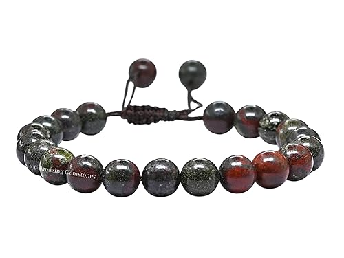 Miniatura 8 de Dragon Bloodstone Bracelet for Women Men's Gifts - Protection Healing Crystal Bracelet - 8mm Gemstone Beaded Adjustable Bracelet Pulseras Para