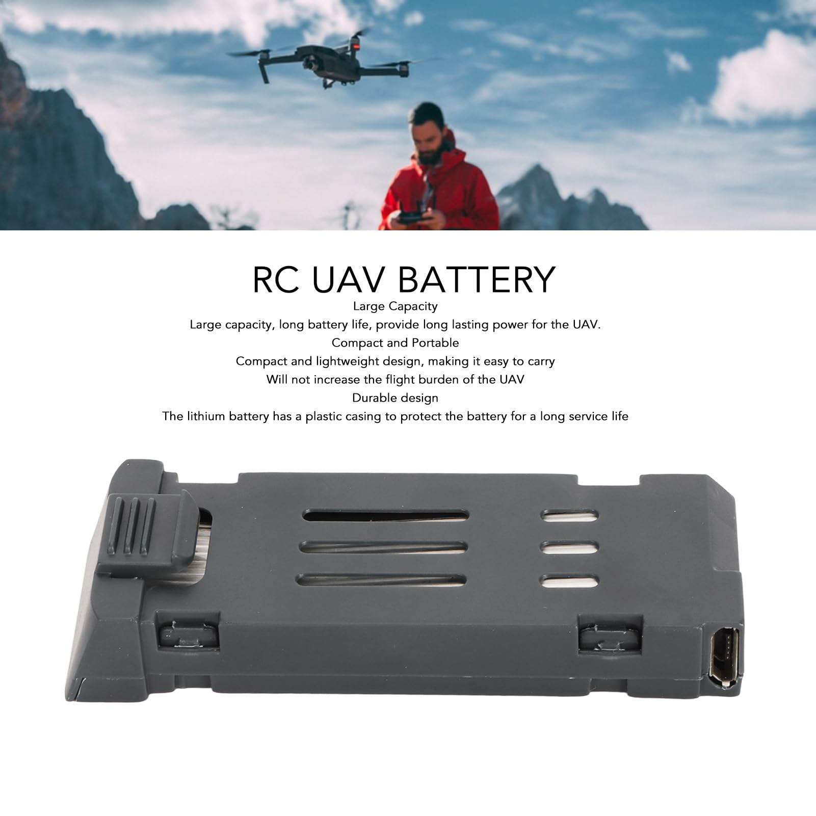 Amazon | ドローンバッテリー、3.7V RC UAV バッテリー E58 L800