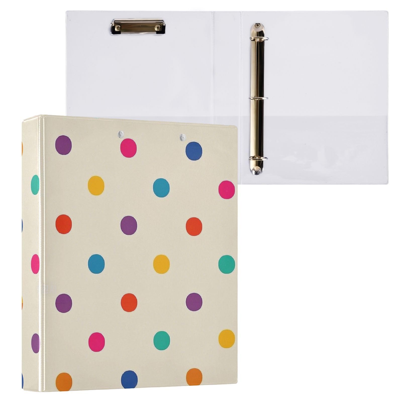 Raccoglitori da 1 e mezzo pollice per la scuola Cartoon Colorful Dot Beige