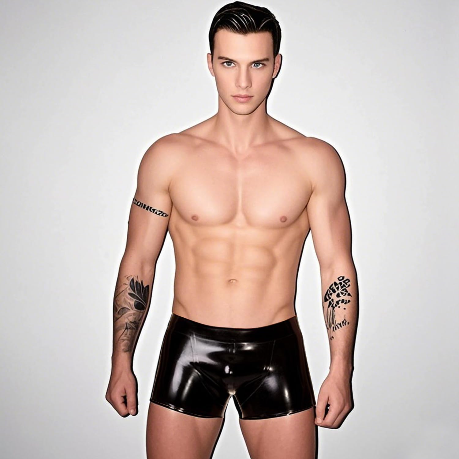 Mode Noire Culottes Latex pour Hommes,sous Vêtements Latex Naturel,Short Latex Fait Main,Convient Cosplay,Costumes Fête Club