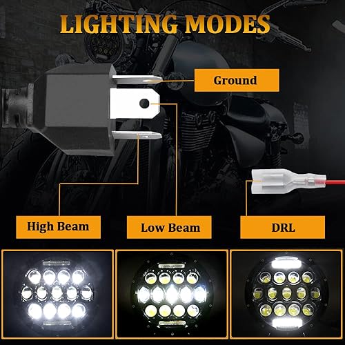 Miniatura 2 de Faro delantero de 7 pulgadas apto para Street Glide H4 redondo sellado haz DOT SAE aprobado motocicleta LED faro
