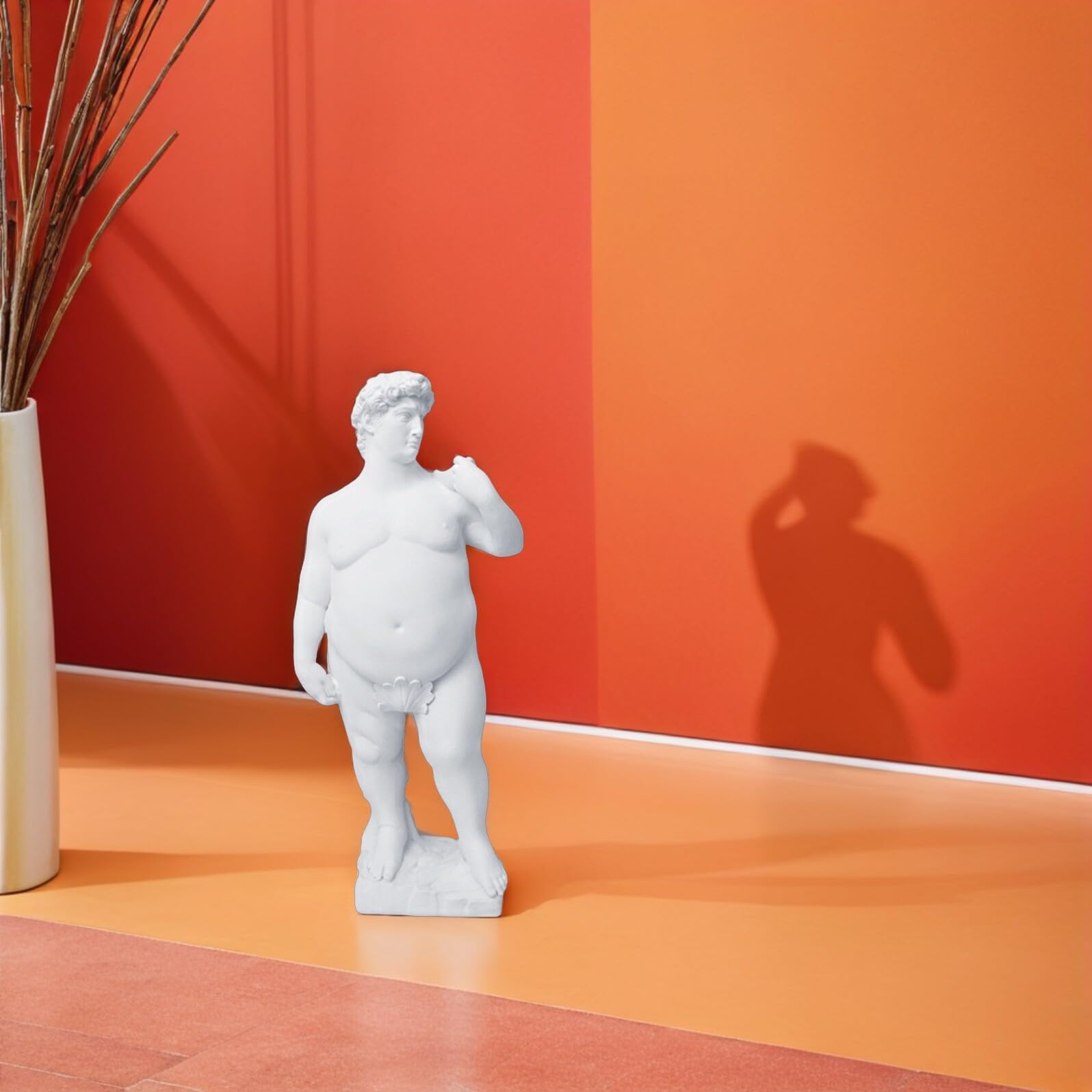 ibasenice Estatua de David Gordo Desnudo para decoración de Escritorio en la Oficina o el hogar, tamaño pequeño para decoración de estantes