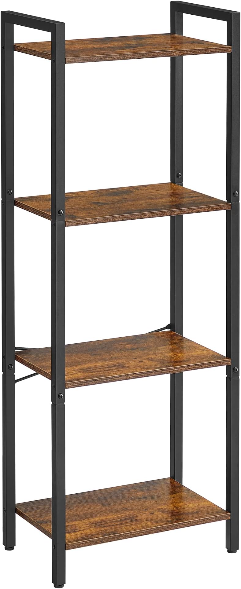 VASAGLE 4-Tier Bookshelf, Bookcase, Shelving Unit, for Office, Study, Living Room, Bedroom, 24 x 40 x 107 cm, Industrial, Rustic Brown and Ink Black LLS099B01