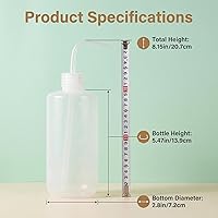 Vista 4 de 2 botellas de plástico blanco translúcido de 16.9 fl oz de 17.6 onzas líquidas con recipiente de medición graduado, boquilla de punta curvada