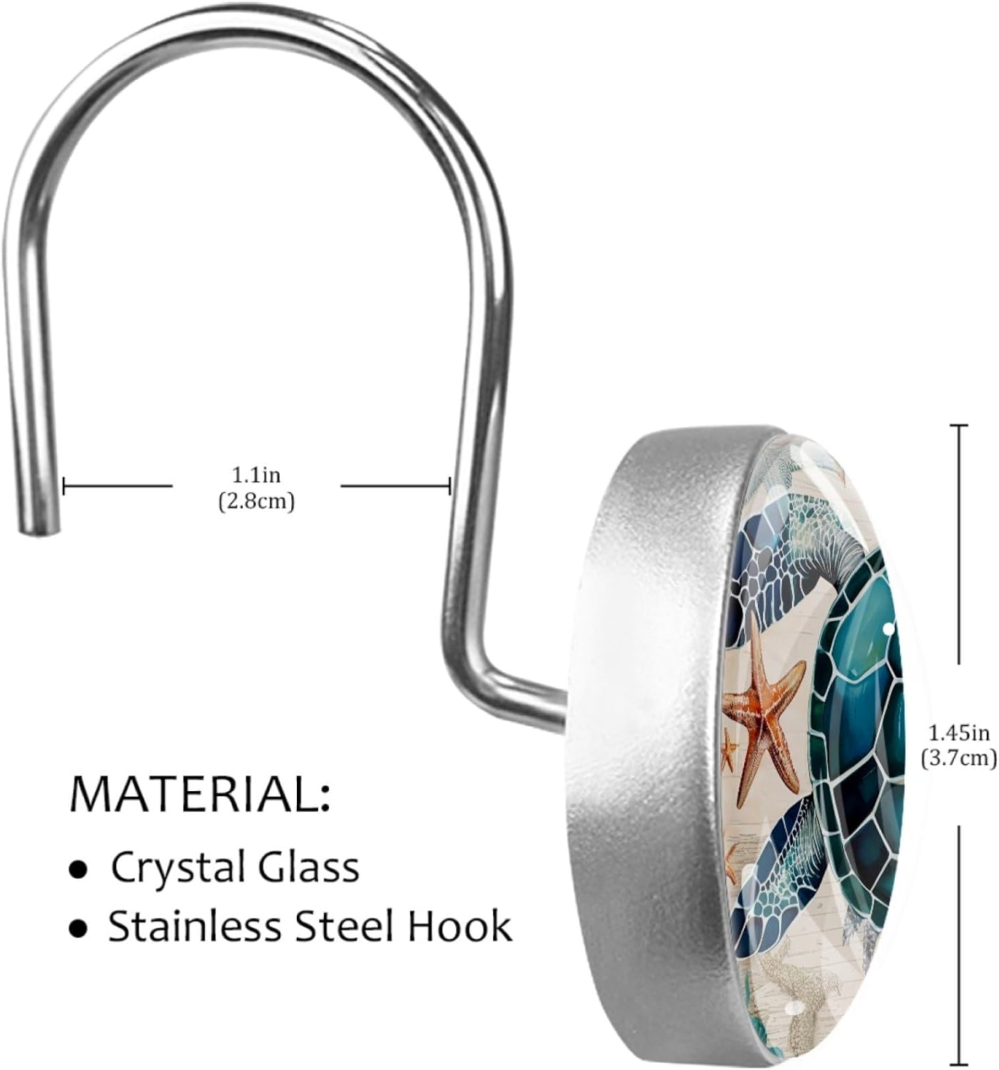 12Pcs Turtle Shower Curtain Hooks Rustproof Stainless Steel Decorative Shower Rings Hanger for Living Room Bedroom Bathroom Decor