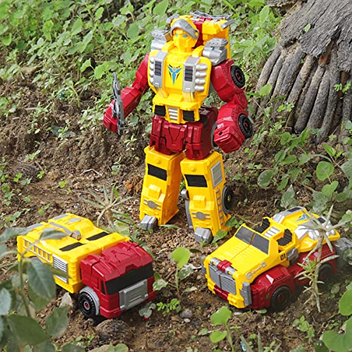 Car Toys For 3 4 5 6 7 Year Old Boys, Kids Construction Trucks Vehicles Robots, Transform Into Big Rescue Bots, 2-In-1 Magnetic Stem Building Heros For Toddlers, Birthday Gifts For Girls (Yellow) #TOP4