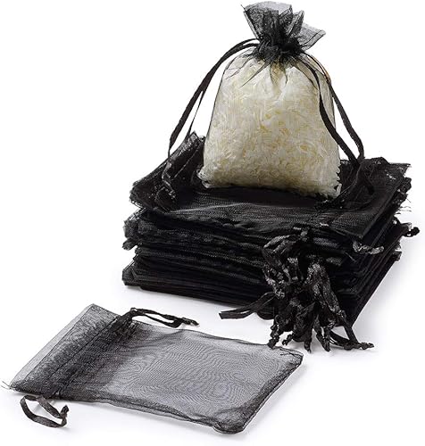 Miniatura 3 de Mega Pet Paquete de 100 bolsas de regalo de organza negra de 2.8 x 2.0 in, bolsas de satén con cordón, bolsas de regalo de joyería de caramelo,