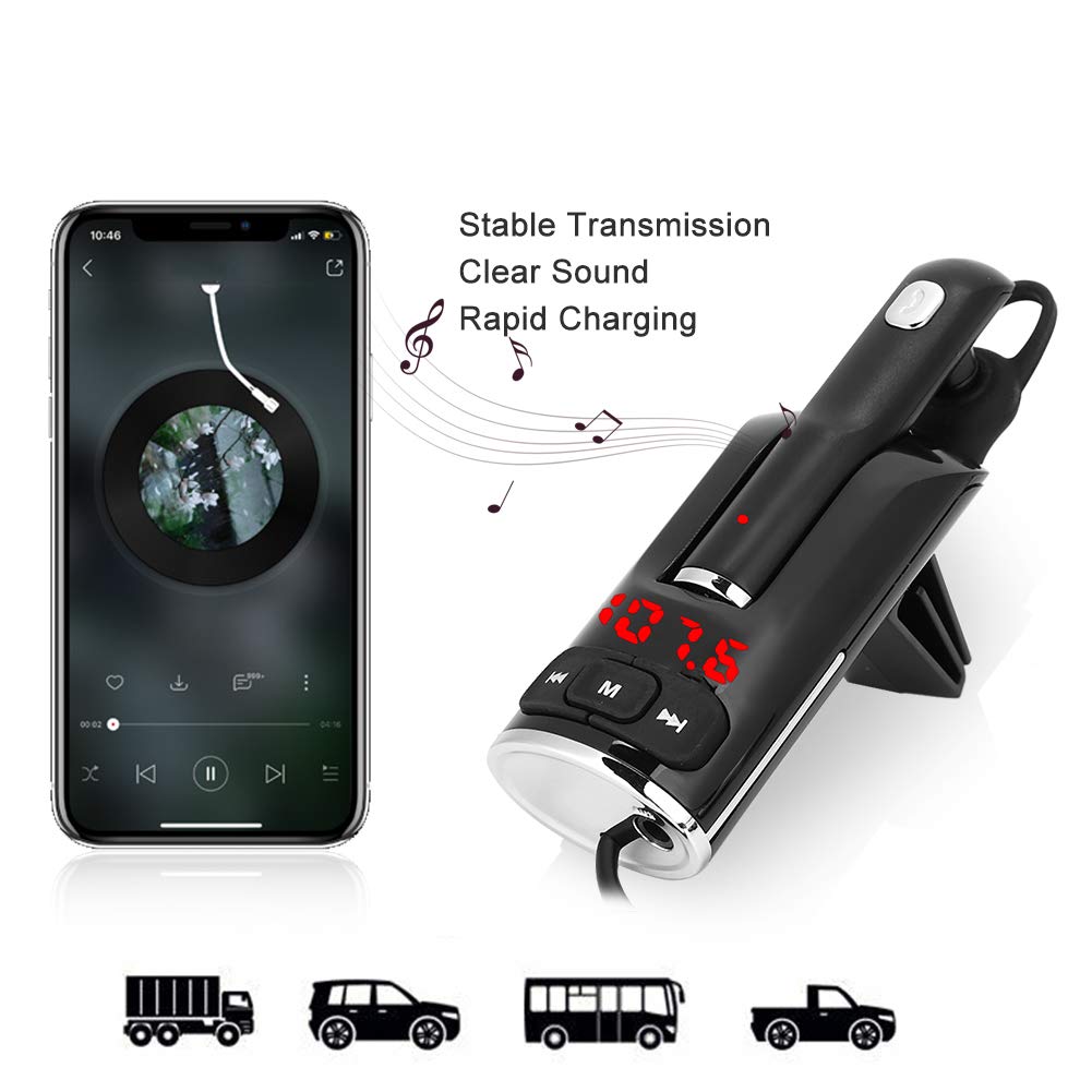 Adaptateur transmetteur FM Radio Bluetooth pour Voiture Lecteur Mp3 Mains Libres Double Chargeur USB