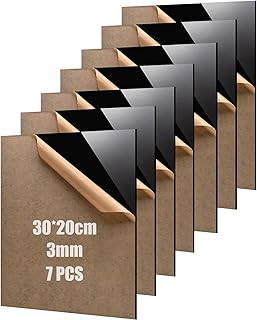 7 Stück Schwarz Acrylglas Platte,30 * 20cm Acrylplatte,Kunststoffplatte 3mm für Bilderrahmen,Schilder,Tischaufsteller,Namensschild,Laser Material,DIY-Projekte
