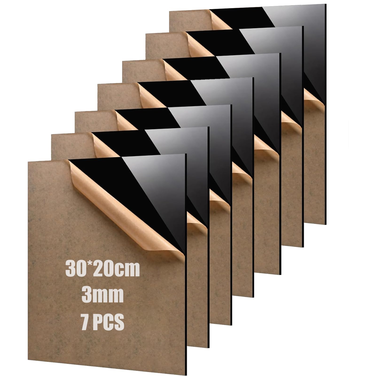 7 Stück Schwarz Acrylglas Platte,30 * 20cm Acrylplatte,Kunststoffplatte 3mm für Bilderrahmen,Schilder,Tischaufsteller,Namensschild,Laser Material,DIY-Projekte