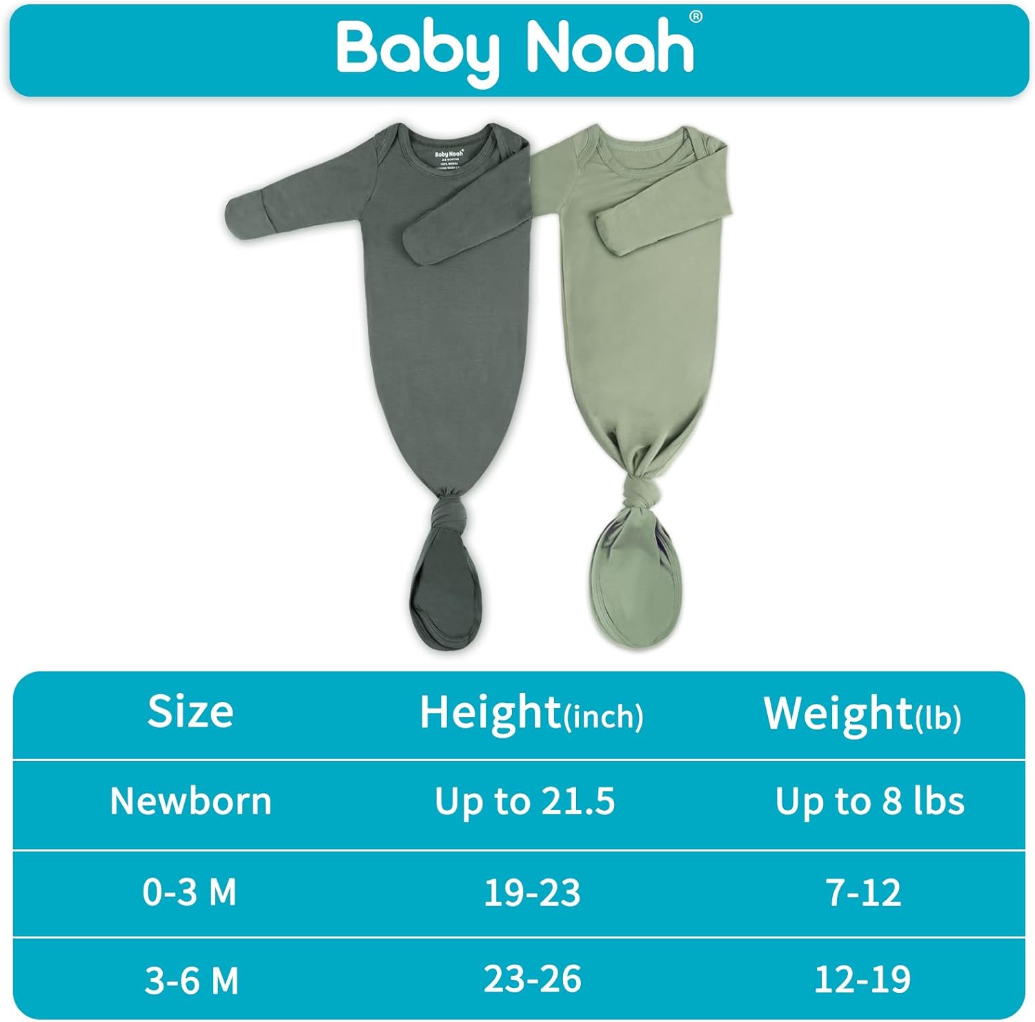 2Pack Knotted Gown Baby, Super Soft Long Sleeve Newborn Hospital Outfit Boy Girl Coming Home, Built-In Mittens Clothes - Image 7