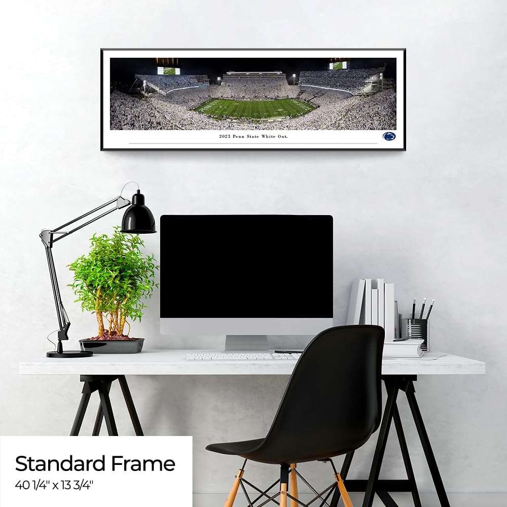 2023 Penn State White Out vs Iowa - 40.25x13.75-inch Standard Framed Print by Blakeway Panoramas