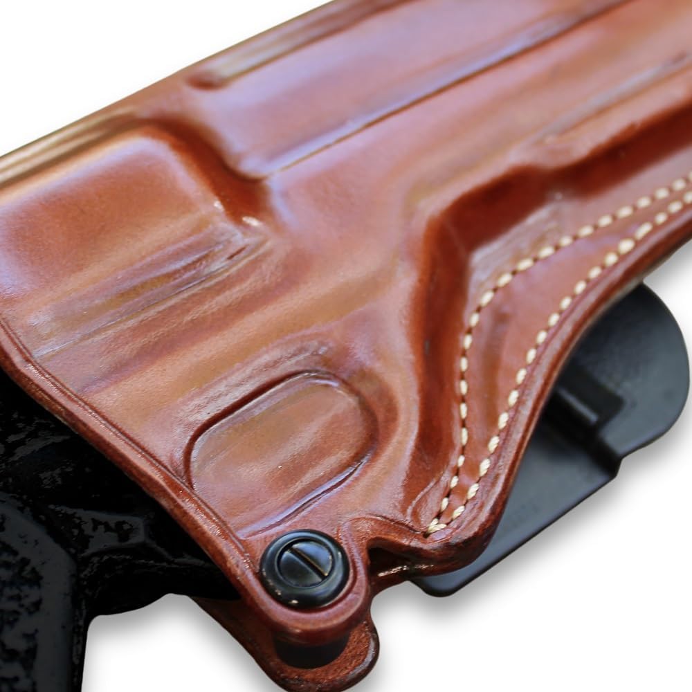 Masc Premium Leather OWB Paddle Holster with Open Top Fits Rhino 50DS .357 Mag/9mm 5-inch, Right Hand Draw, Brown Color #1265#