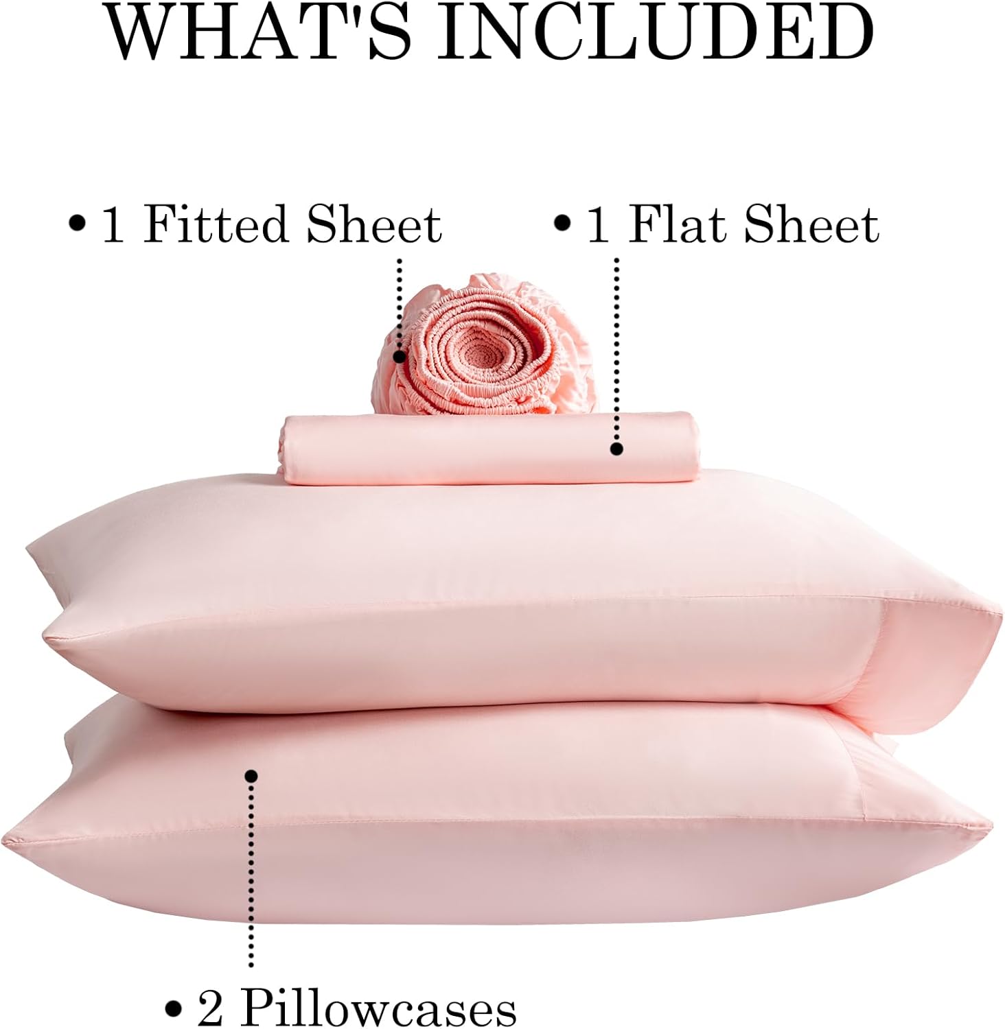 Yibeizi Pink 100% Viscose Derived from Bamboo Sheet Set King Size, 4 Pieces Cooling Silky Bed Sheets for Hot Sleeper, Luxury Soft Deep Pocket Fitted Bedsheets