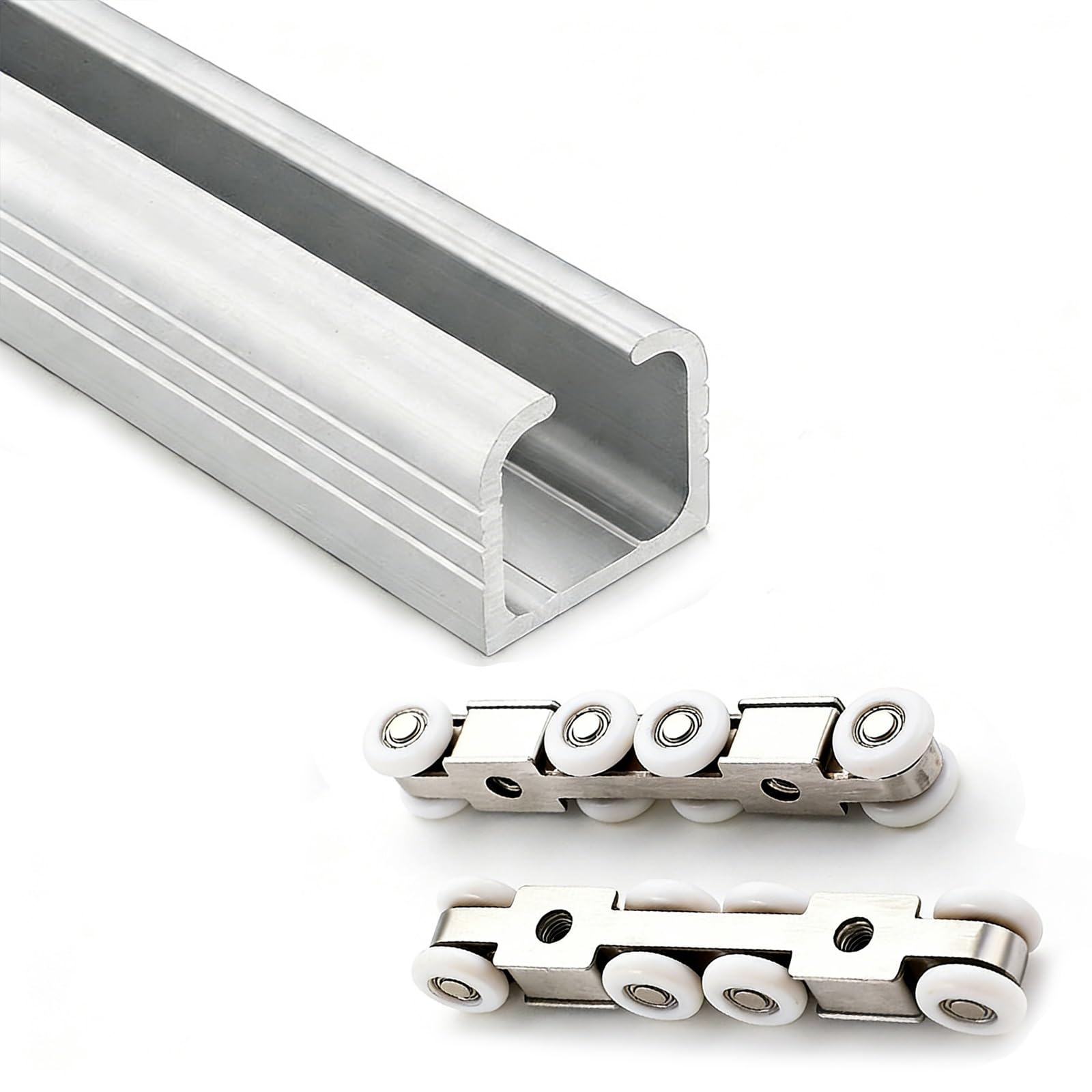 Kit de rieles para puerta corrediza de granero, riel de aluminio de alta calidad para una fácil instalación en baño y cocina, sistema de puerta de grado comercial para un funcionamiento suave
