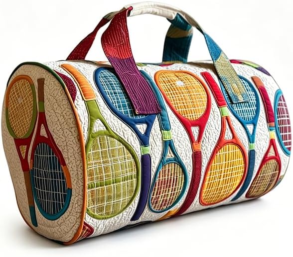 Quilted Duffel Bag 3D Print Tennis Baseball Sport Gym Bag Women Men Weekender Travel Luggage Vintage Athletic Holdall (Printed Quilted Bag4,18x9x9 inch)