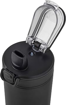 Manna Dynamo Stainless Steel Insulated Bottle with Push-open Locking Lid and Sipping Spout - 24 Oz - Onyx
