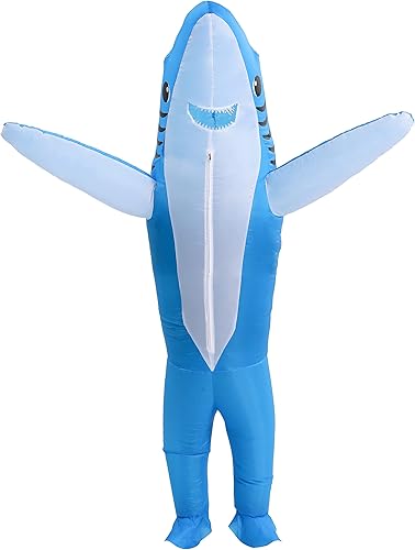Disfraz inflable de tiburón con mandíbulas infladas de aire, vestido elegante, divertido traje de Carcharias para fiesta de cosplay