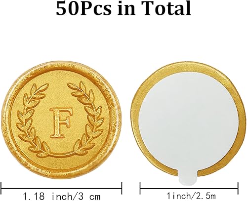 Miniatura 2 de 50 calcomanías adhesivas de cera con letra F, hechas a mano, sin necesidad de sellar, rasgar y usar calcomanías de cera para invitaciones de boda,