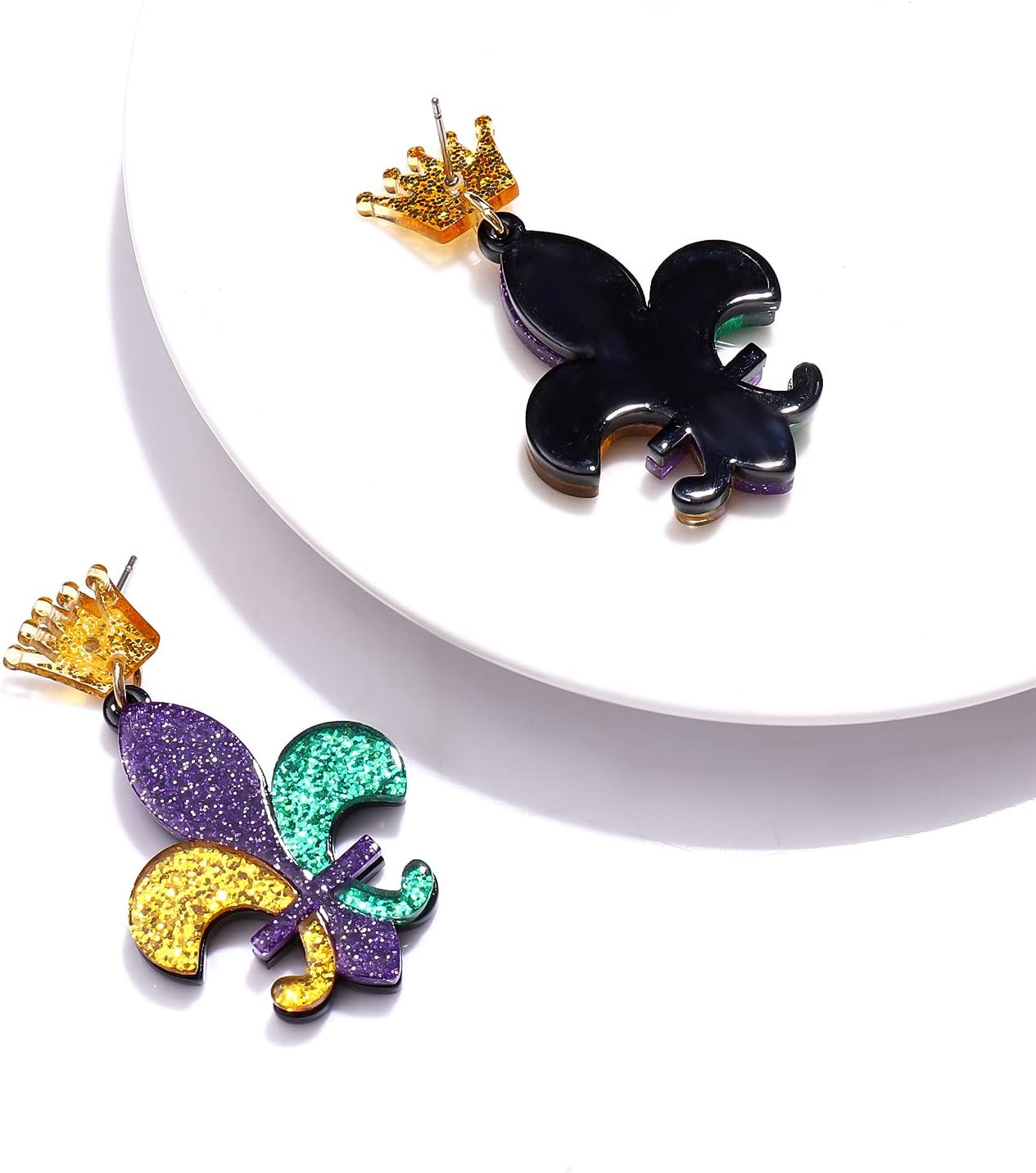 boderier Mardi Gras Earrings for Women Handmade Fleur De Lis Beaded Drop Dangling Earring Colorful Funky Festive Carnival Cosplay Party Jewelry Gift - Image 4