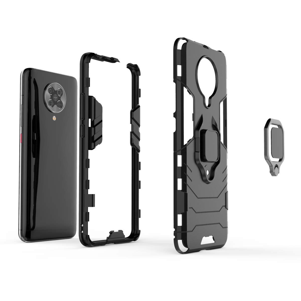 Wuzixi Cover per Xiaomi Poco F2 PRO. Rugged Armor Design, Antiurto Hard PC+ Cover in Silicone TPU, Anti-Graffio, Custodia per Xiaomi Poco F2 PRO.Blu