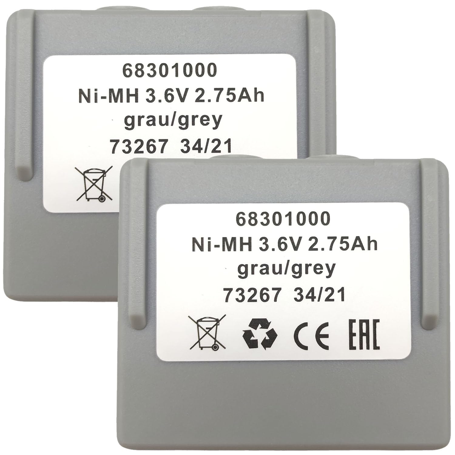 (2 Counts) 68301000 68300900 Rechargeable Battery 3.6V-2.75Ah Ni-MH Grau/Grey Battery for HETRONIC Remote Control, Grey 68301000 Battery
