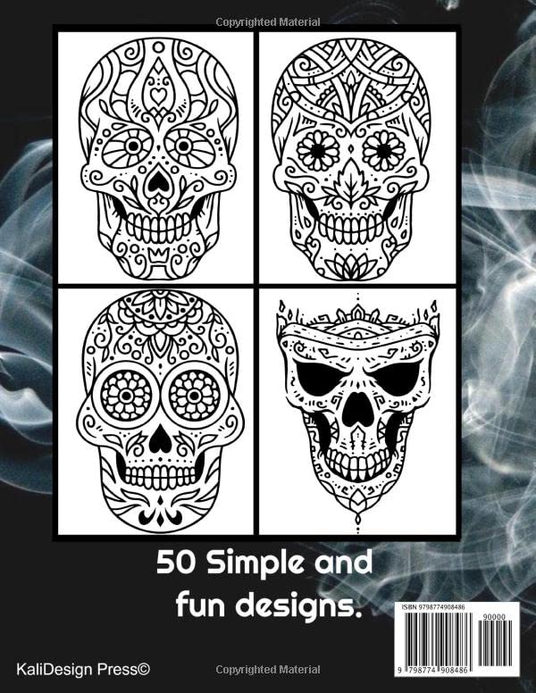 Miniatura 2 de Adult Coloring Book - Sugar Skull Coloring Book - Sugar Skulls - Tattoo Skull Coloring for Adult Relaxation - 50 Simple, Unique, and Fun Designs