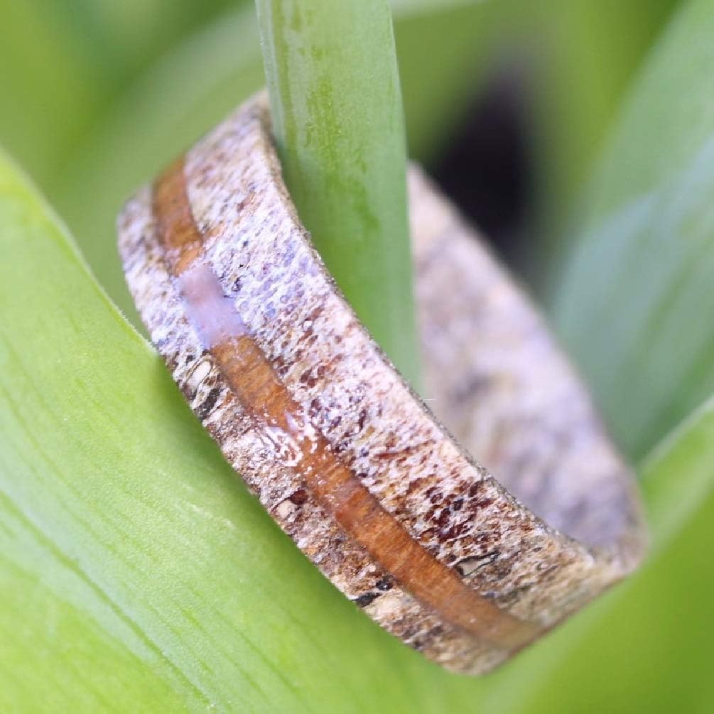 Pure Deer Antler Ring - Brown Deer Antler - Grey Deer Antler - Koa Wood Deer Antler Ring - Wood Ring - Wooden Rings - Wooden Ring - Antler Wedding Band - Wood Wedding Ring