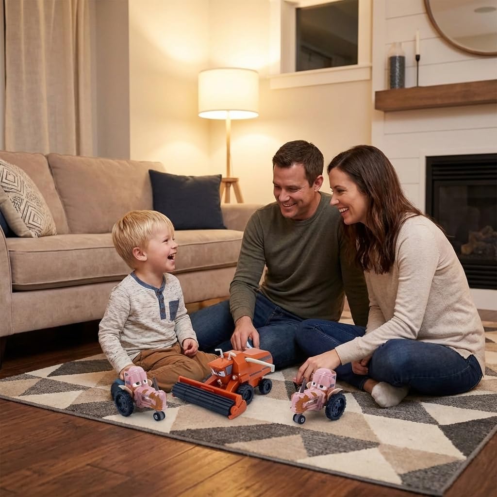 4PCS Portable Small Toy Car 1:55 Diecast Model Metal Body Racers for Preschool Kids 3+ Year Boy Gift (Orange+3Pink)