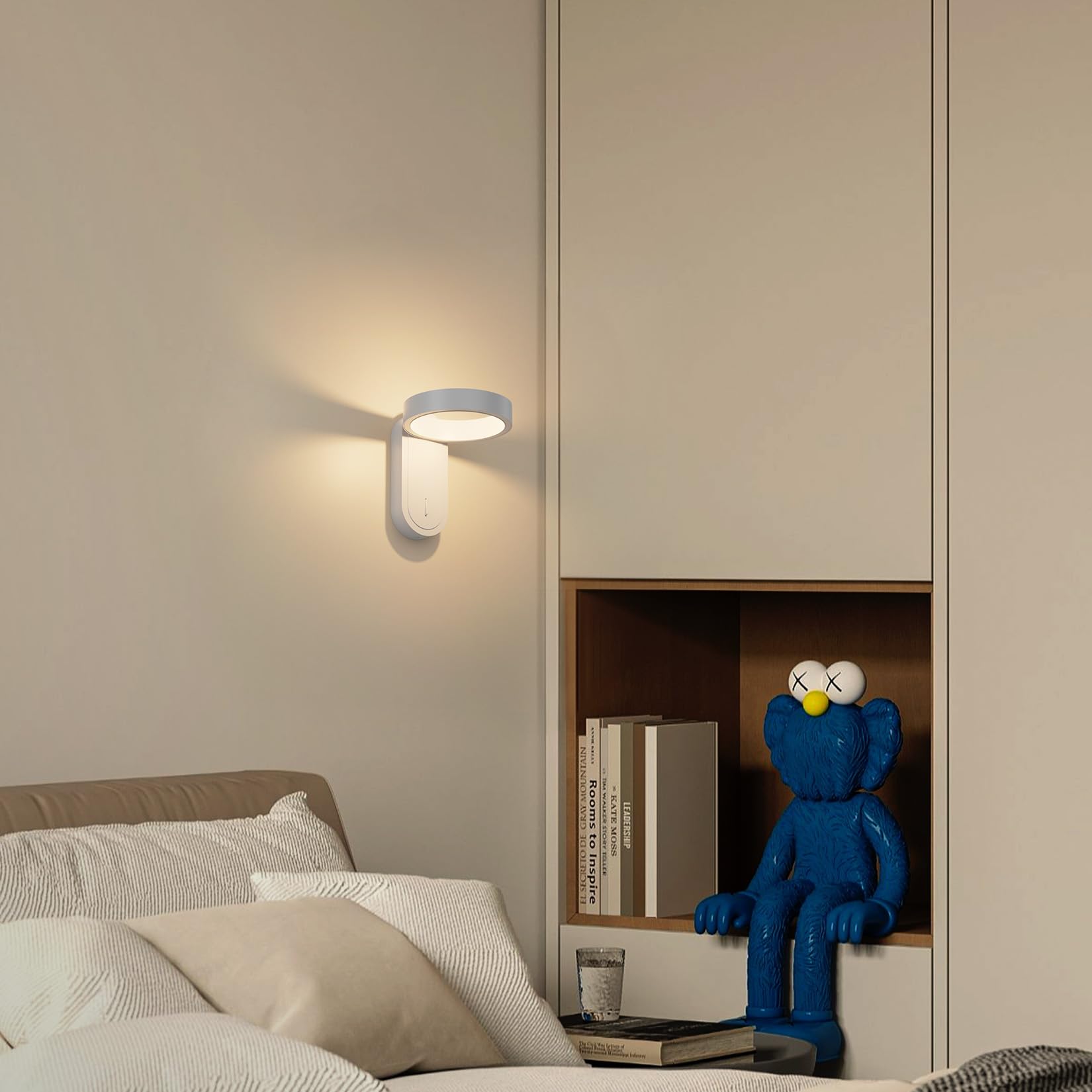 Klighten Aplique de pared Interior 5W con Interruptor 3000K/4000K, Blanco
