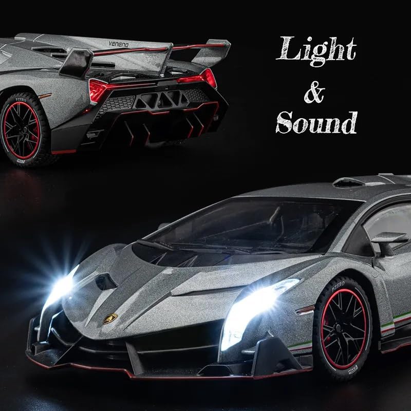 Image of Poison Sport 1:24 Big Size Diecast Scale Model Metal Pull Back Toy car for Kid with Mist Smoke Effect Openable Door&Light, Music Toy Vehicle for Kids-Colors as Per Stock