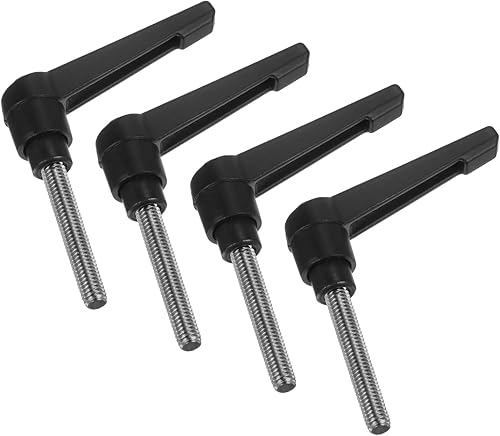 Miniatura 39 de uxcell 4 manijas de palanca de sujeción, perno macho roscado de acero al carbono de óxido negro M8 x 0.59 pulgadas, asas ajustables de bloqueo