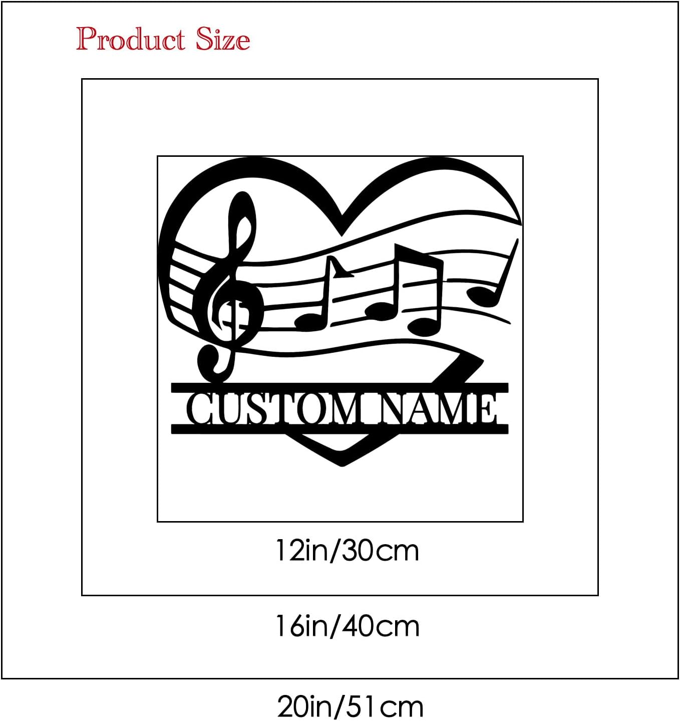 Personalized Music Metal Wall Art and Decor, Custom Name Signs, Music Teacher Gift, Entrway or Bedroom (Style-1)