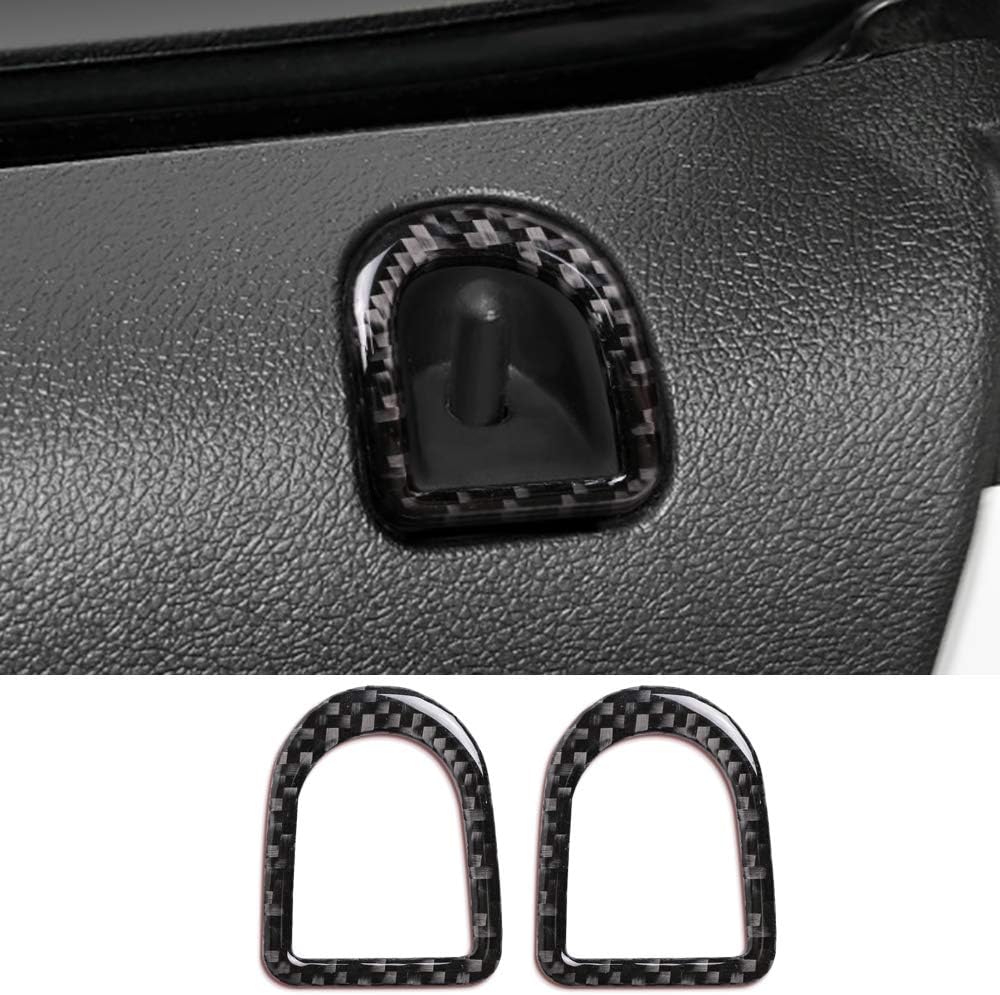 GZXinWei Black Carbon Fiber Stickers Car Door Lock Pin Button Knob Frame Cover Trim